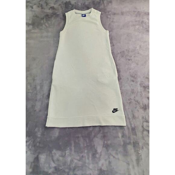 Nike Swoosh Sz XS Logo Round Neck Sleeveless White Athletic Dress C23-4 - Picture 1 of 8